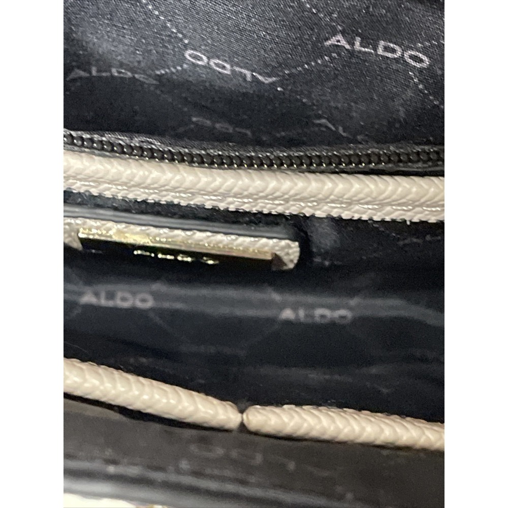 ALDO Crossbody Purse Bag Blue Cream Red Gold Accents Zipper Pocket Buckle July 4 - Picture 12 of 16